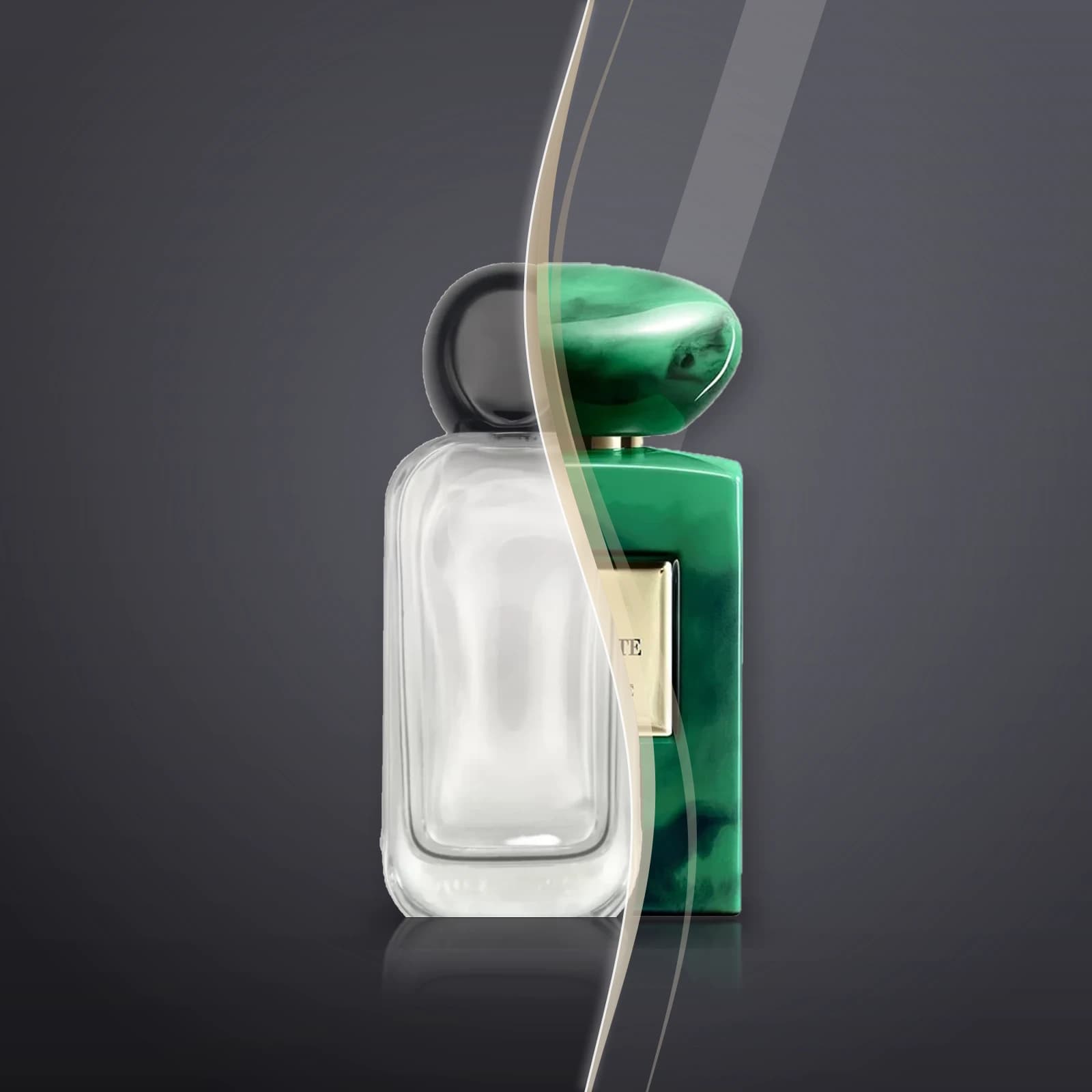 Shagaf's bottle and the original Armani Prive Vert Malachite, blended into one picture