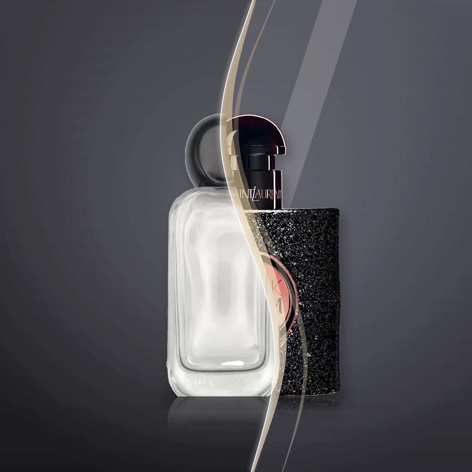 Shagaf's bottle and the original Black Opium, blended into one picture